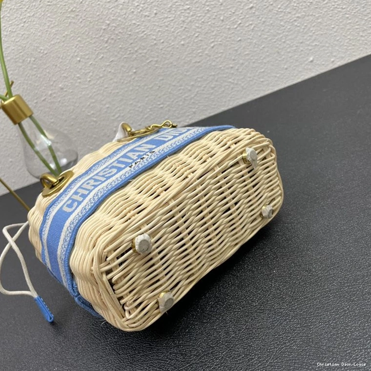 Cheap Motif and Wicker Lady Dior Oblique Blue Small Bag Light Canvas 0730 Luxury